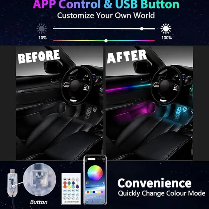 Car LED Interior Light Strips,Acrylic Interior Car LED Strip Light,Atmosphere Lights,Smart APP Control Music Sync.