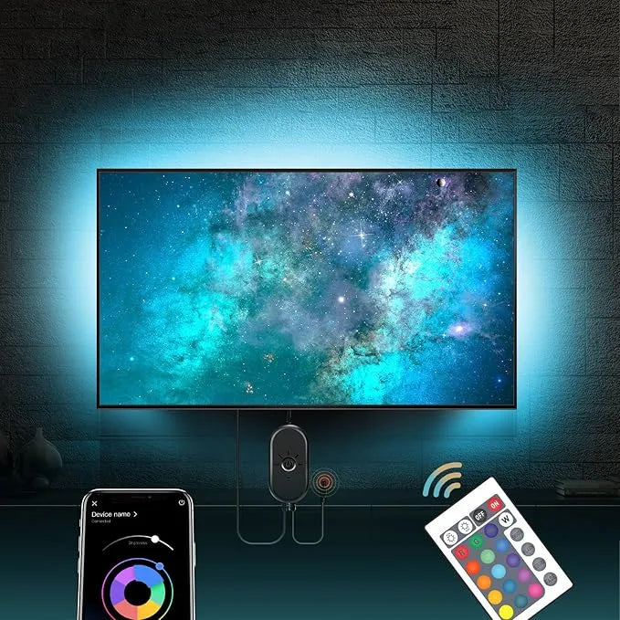 TV LED Lights, 3M TV Backlight for TV, Music Sync LED TV Light with Bluetooth Function - RGB Color Changing Light Strip for Bedroom Home Party Theater [Energy Class A]