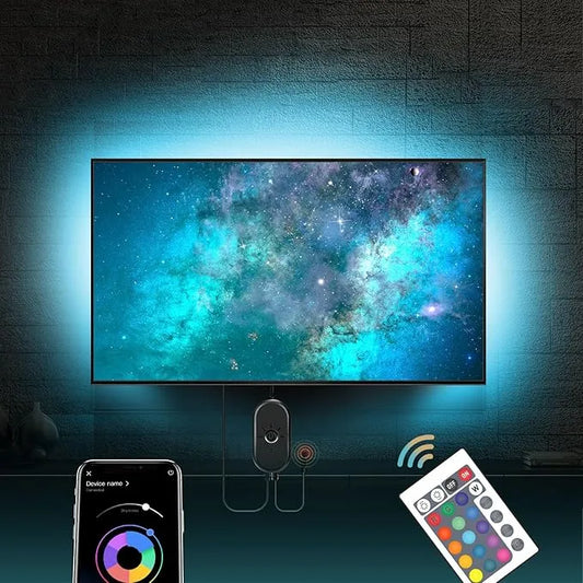 TV LED Lights, 3M TV Backlight for TV, Music Sync LED TV Light with Bluetooth Function - RGB Color Changing Light Strip for Bedroom Home Party Theater [Energy Class A]