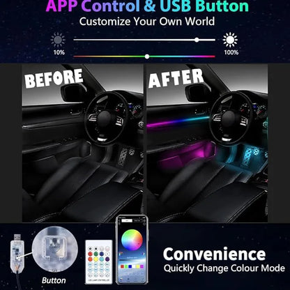 Car LED Interior Light Strips,Acrylic Interior Car LED Strip Light,Atmosphere Lights,Smart APP Control Music Sync.