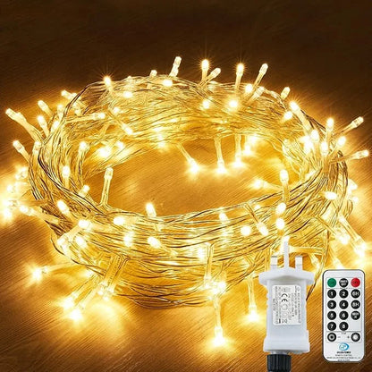String Lights Mains Powered, 120 LED 12M/39Ft Fairy Lights Waterproof，with 8 Modes Remote Control Fairy Lights Indoor/Outdoor for Garden, Gazebo, Party, Wedding