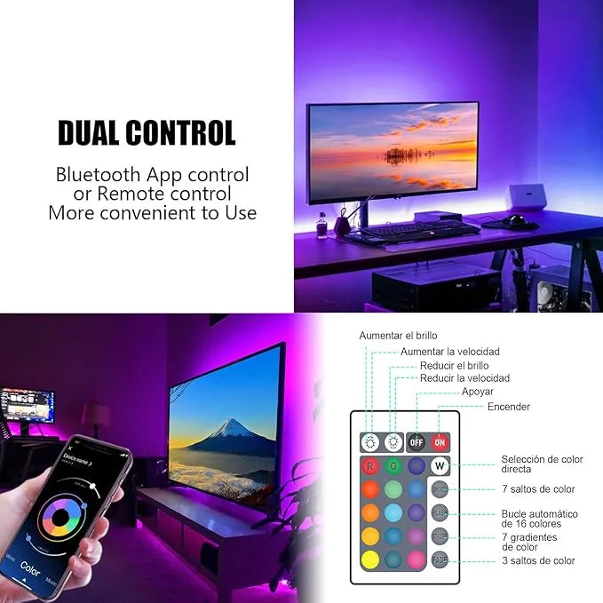 TV LED Lights, 3M TV Backlight for TV, Music Sync LED TV Light with Bluetooth Function - RGB Color Changing Light Strip for Bedroom Home Party Theater [Energy Class A]